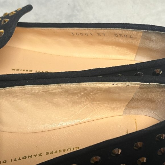 Giuseppe Zanotti |Black Suede Crystal Studded Loafers | Size 37 - Picture 6 of 6